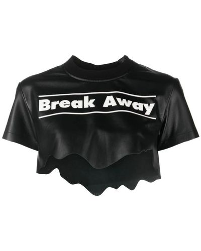 Ssheena Schwarzes break away leder t-shirt