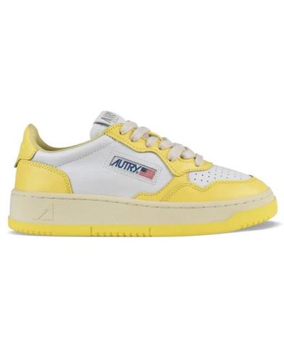 Autry Sneakers in pelle bianca e gialla - Giallo