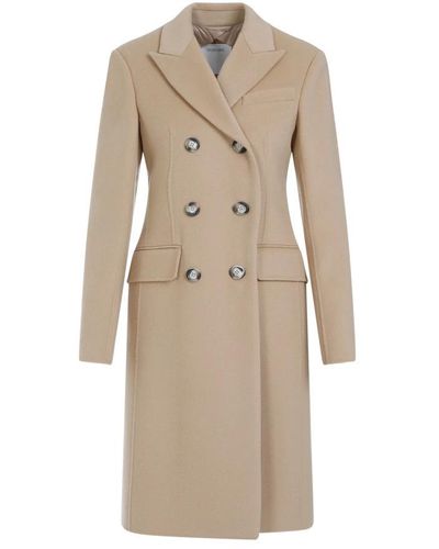 Sportmax Double-Breasted Coats - Natural