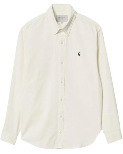 Carhartt Weißes baumwoll-velvet hemd