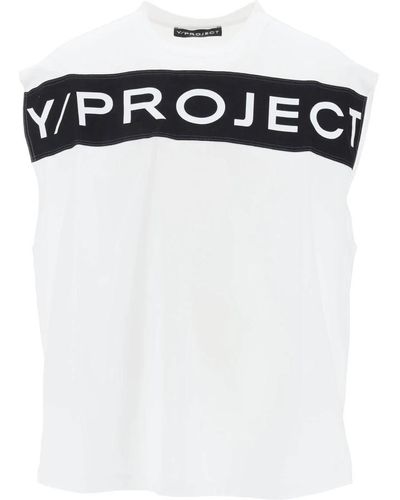 Y. Project T-shirt smanicata con banda logata - Bianco