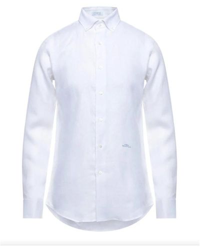 Malo Camicia bianca in lino a maniche lunghe - Bianco