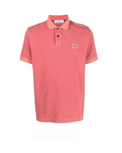 Stone Island Kurzarm Polo Shirt - Pink