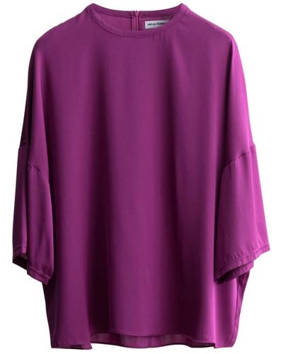 Ahlvar Gallery Thess camiseta de seda en color baya claro - Morado