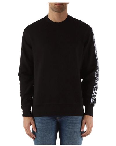Versace Regular fit baumwoll-sweatshirt mit logodruck - Schwarz