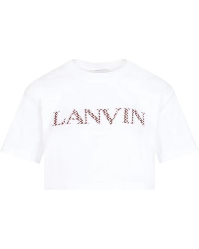 Lanvin Weiße baumwollbestickte crop-t-shirt