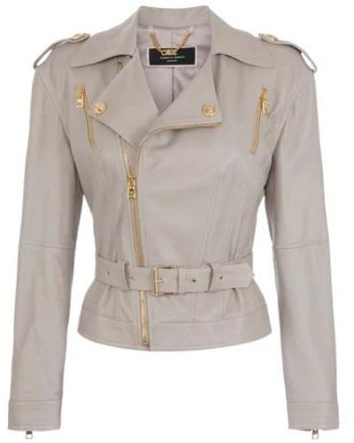 Elisabetta Franchi Leather Jackets - White