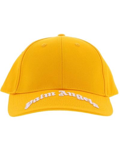 Palm Angels Cappellino giallo bianco curvo logo