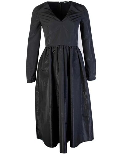 Lardini Black long dress with v neck - Nero