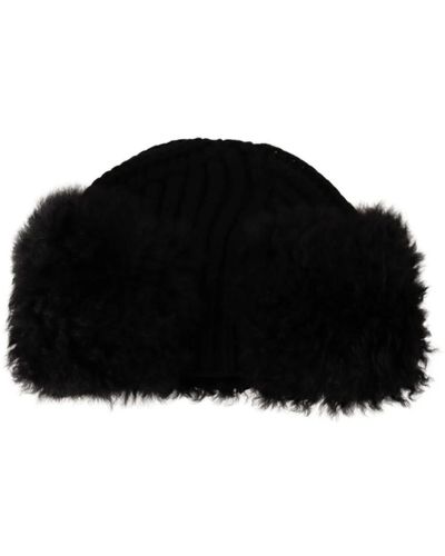 Dolce & Gabbana Bonnet femme en fourrure de cachemire noir chapeau femme