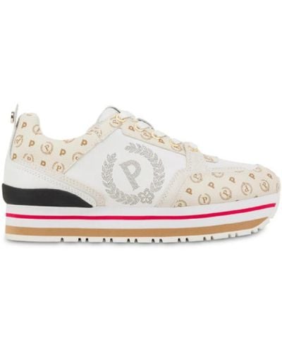Pollini Sneakers bianca in pelle di vitello con dettagli in crosta e pvc heritage avorio - 40 - Bianco