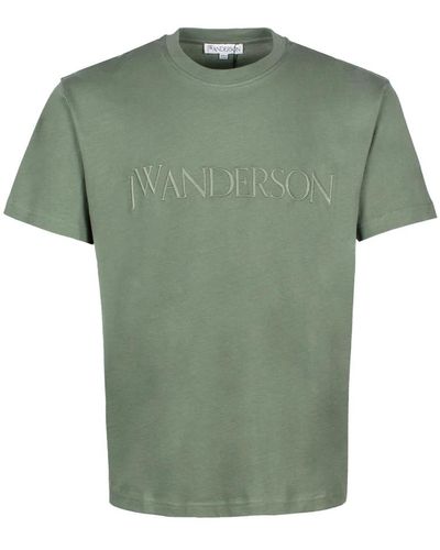 JW Anderson Logo-besticktes baumwoll-t-shirt - Grün