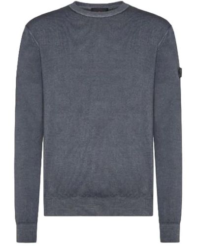 Peuterey Maglione grigio in tricot di lana merino acid-dyed - Blu