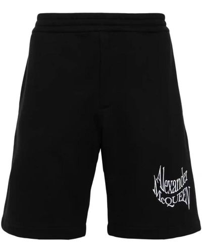 Alexander McQueen Schwarze loopback fleece shorts