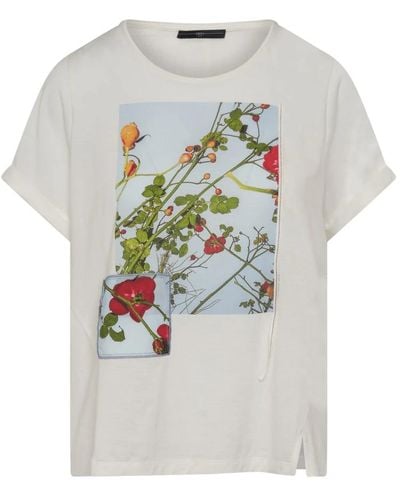 High Blumen künstler t-shirt mit band detail - Weiß