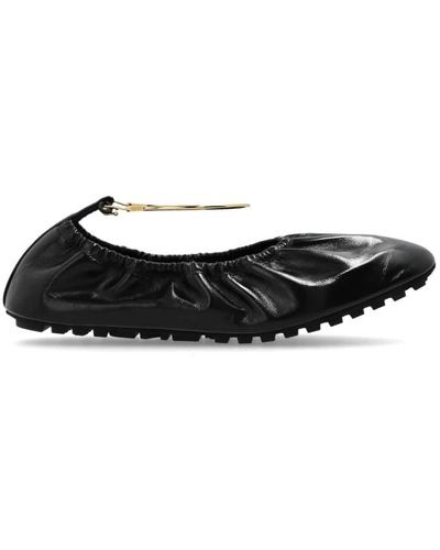 Fendi Bailarinas filo en piel de serpiente - Negro