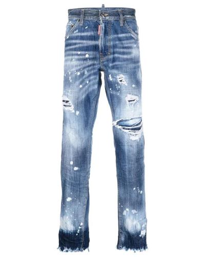 DSquared² Zerrissene slim fit blaue jeans
