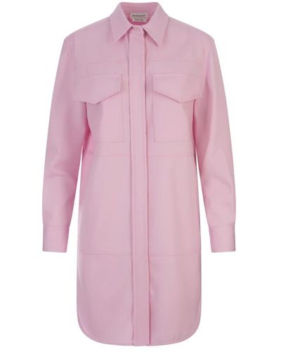 Alexander McQueen Rosa woll mini hemdblusenkleid - Pink