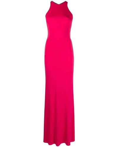 Elisabetta Franchi Red Carpet Fuchsia Dress With Micro Chains - Pink