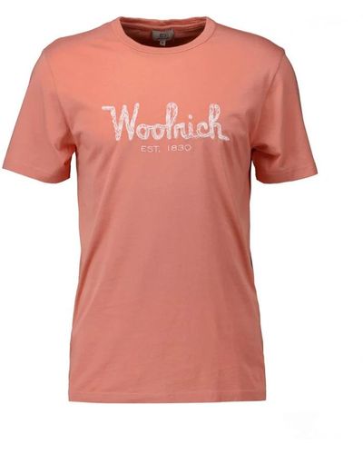 Woolrich Korall t-shirt mit gesticktem logo - Pink