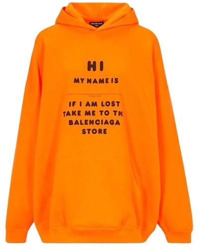 Balenciaga Oversized hoodie mit kängurutasche - Orange