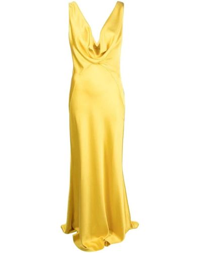 Pinko Vestido de fiesta con cuello desbocado - Amarillo