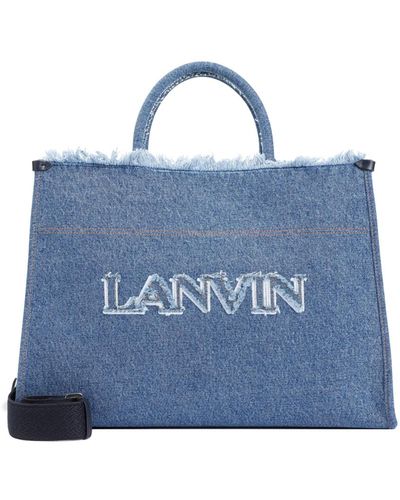 Lanvin Denim blaue baumwoll-tote tasche