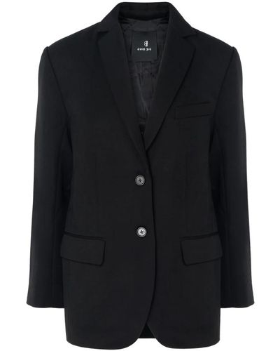 Anine Bing Oversized lana negro blazer