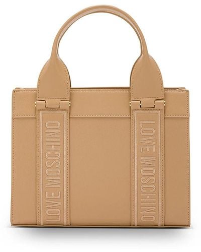 Love Moschino Handtasche mit logo-bändern - Natur