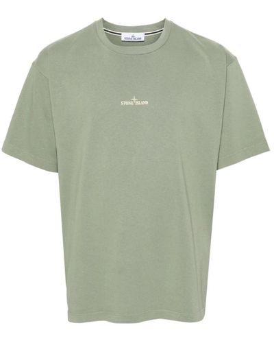 Stone Island Logo print crew neck t-shirts - Verde