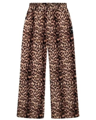 Alix The Label Pantaloni in velluto leopardato - morbidi e ampi - Marrone