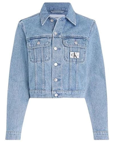 Calvin Klein Denim cropped 90s giacca - Blu