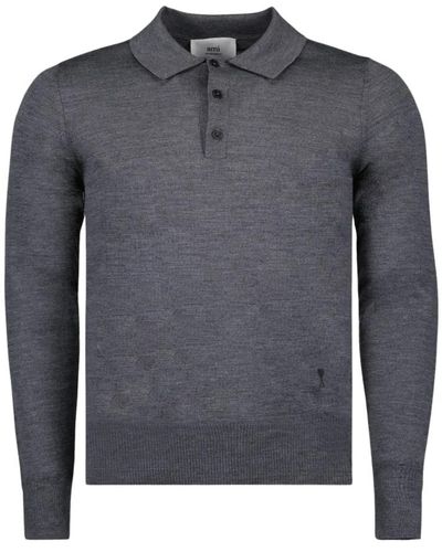 Ami Paris Klassisches herz logo woll polo shirt - Grau