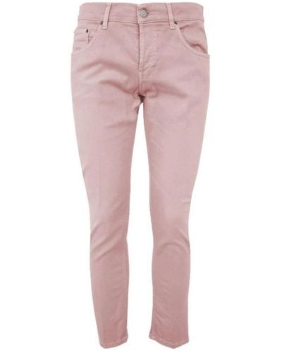Dondup Pantaloni rosa in cotone a cinque tasche