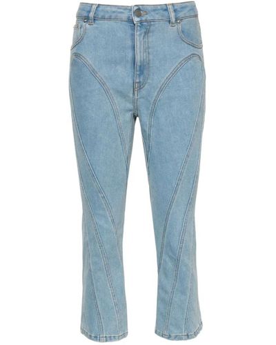Mugler Blaue denim-jeans mit kontrastnähten