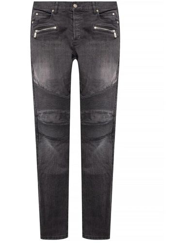 Balmain Stilosi jeans grigi in cotone per uomo - Grigio