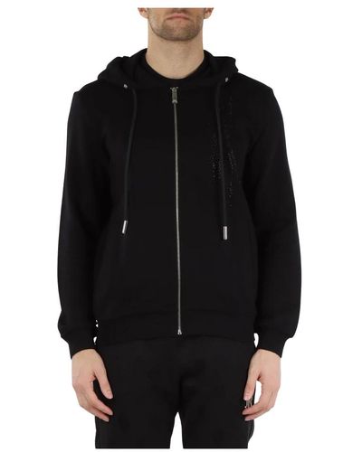 RICHMOND Kapuzen-zip-sweatshirt aus gebürsteter baumwolle - Schwarz
