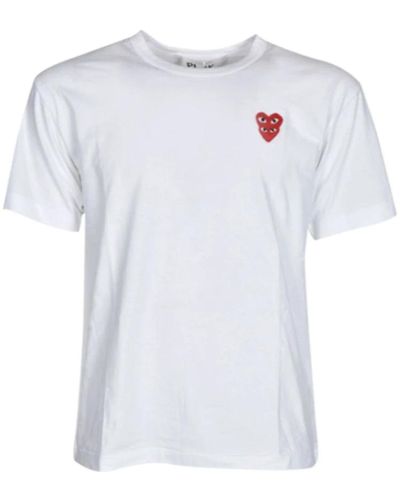 COMME DES GARÇONS PLAY T-shirt bianca con logo play - Blu