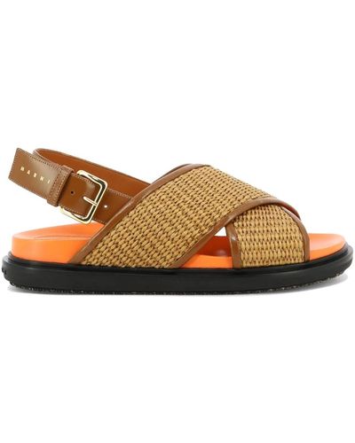 Marni Shoes > sandals > flat sandals - Marron