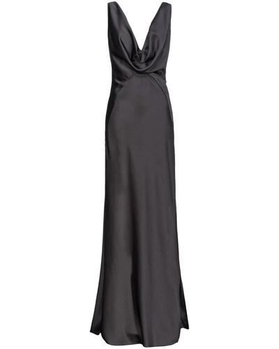 Pinko Hammered Satin Long Dress - Black