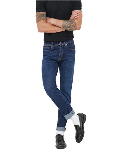 Liu Jo Reguläre dunkle waschung leder rückseite jeans - Blau
