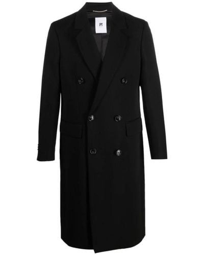PT Torino Double-Breasted Coats - Black