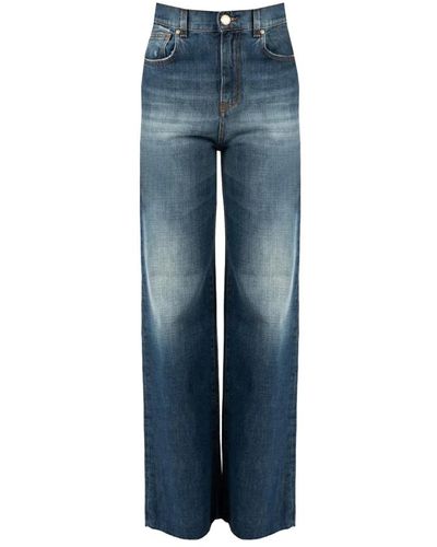 Pinko Klassische hoch taillierte jeans mit distressed-look - Blau