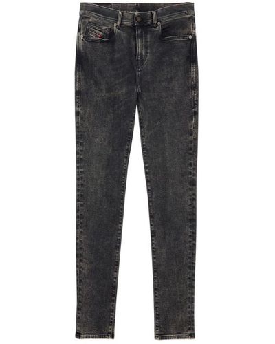 DIESEL High-waist skinny jeans mit reißverschluss - Schwarz