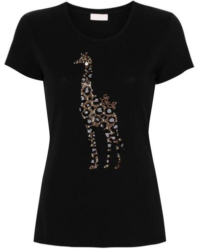 Liu Jo Magliette nera con motivo giraffa - Nero
