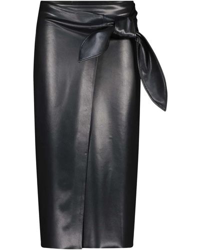 Joseph Ribkoff Falda de cuero sintético con diseño envolvente único - Negro