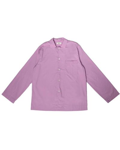 Tekla Camicia pigiama in popeline di cotone organico - Viola
