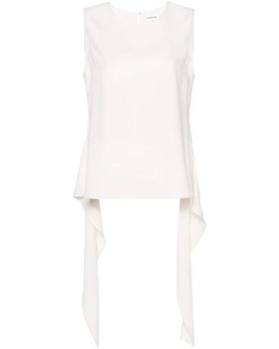 P.A.R.O.S.H. Blusa sin mangas asimétrica de color crema - Blanco