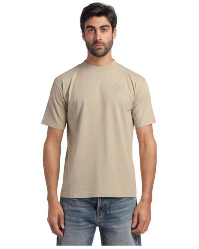 Haikure T-shirt girocollo mezza manica regular fit con logo ricamato - Neutro