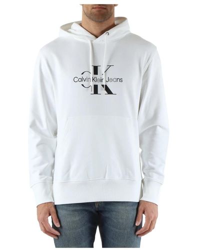 Calvin Klein Baumwoll-hoodie mit logodruck - Weiß